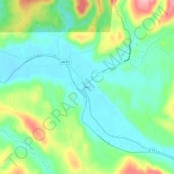 Topografische Karte Mist, Höhe, Relief