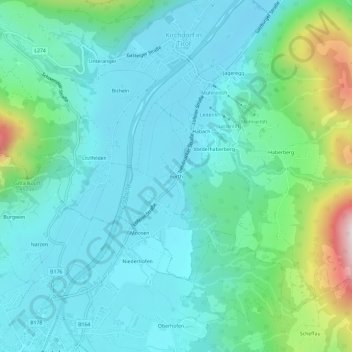 Topografische Karte Furth, Höhe, Relief
