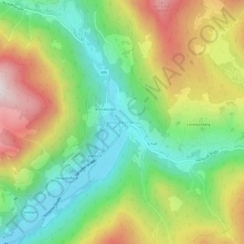 Topografische Karte Ebene Reichenau, Höhe, Relief