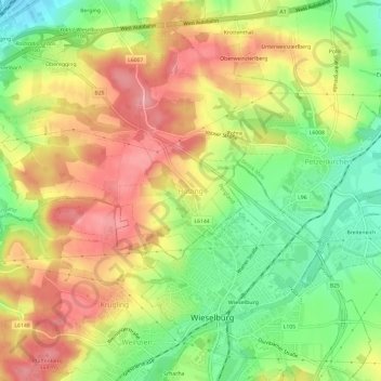 Topografische Karte Holzing, Höhe, Relief
