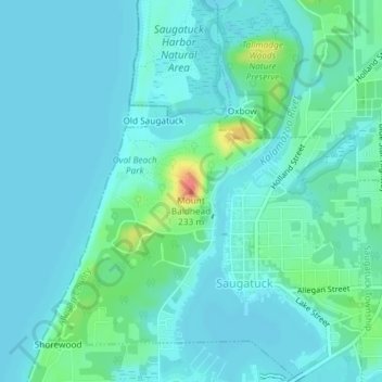 Topografische Karte Mount Baldhead, Höhe, Relief