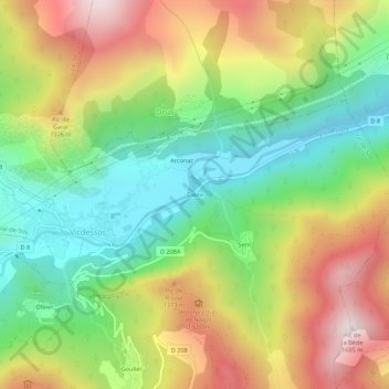 Topografische Karte Cabre, Höhe, Relief