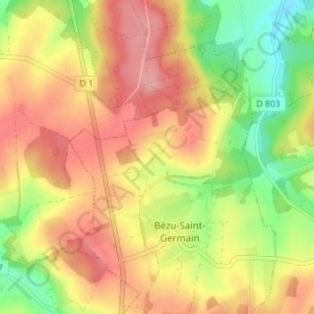 Topografische Karte L'Hermitage, Höhe, Relief