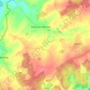 Topografische Karte Jodenville, Höhe, Relief