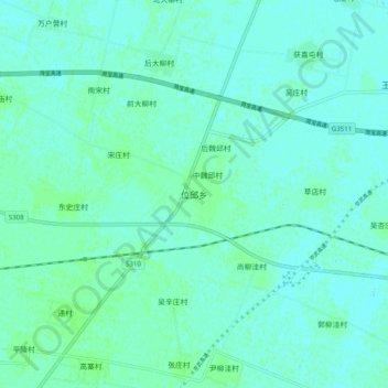 Topografische Karte 位邱乡, Höhe, Relief