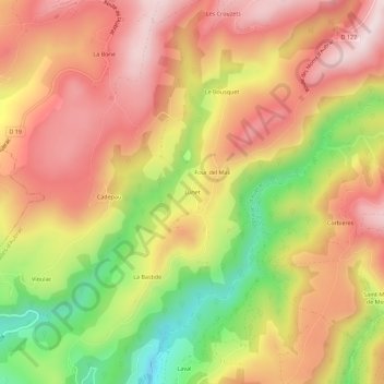Topografische Karte Lunet, Höhe, Relief
