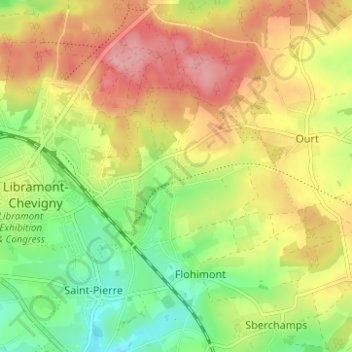 Topografische Karte Presseux, Höhe, Relief