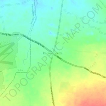 Topografische Karte Karanampettai, Höhe, Relief