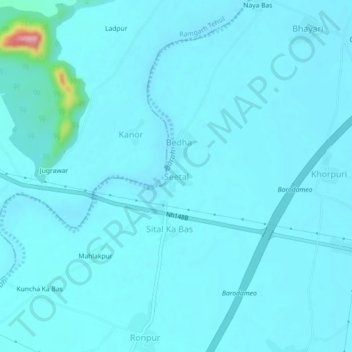 Topografische Karte Seetal, Höhe, Relief