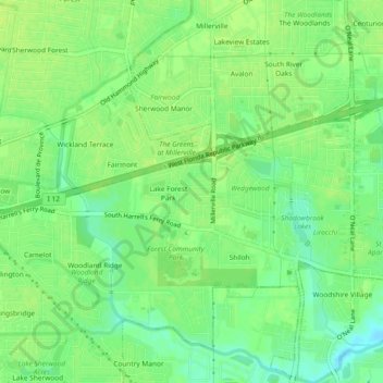 Topografische Karte Royal Oak, Höhe, Relief