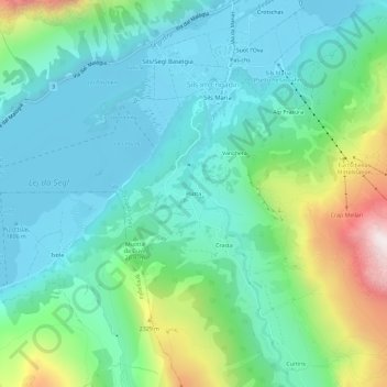 Topografische Karte Platta, Höhe, Relief