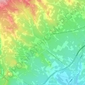 Topografische Karte la Múnia, Höhe, Relief