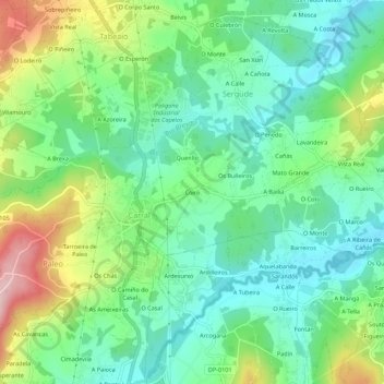 Topografische Karte Coiro, Höhe, Relief