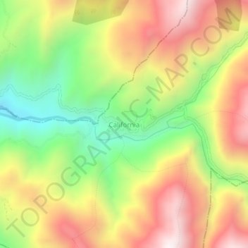 Topografische Karte California, Höhe, Relief