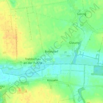 Topografische Karte Rohndorf, Höhe, Relief
