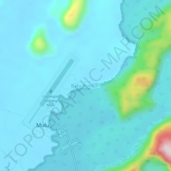 Topografische Karte Batu Bungan, Höhe, Relief