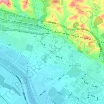 Topografische Karte 红艺村, Höhe, Relief