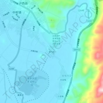 Topografische Karte 寺门前, Höhe, Relief