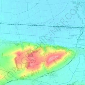 Topografische Karte Pixendorf, Höhe, Relief