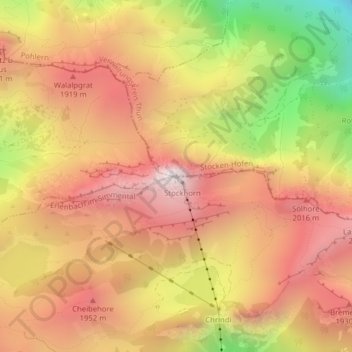 Topografische Karte Stockhorn, Höhe, Relief