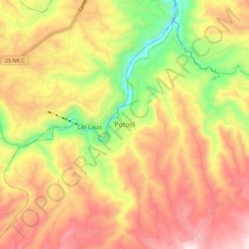 Topografische Karte Potosí, Höhe, Relief