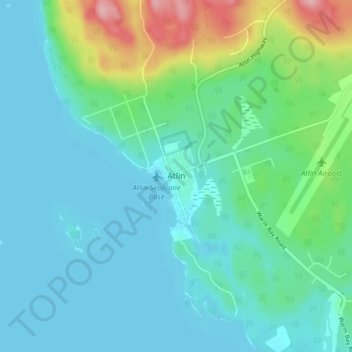 Topografische Karte Atlin, Höhe, Relief