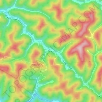 Topografische Karte Dingess, Höhe, Relief