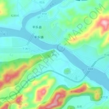 Topografische Karte 码头, Höhe, Relief