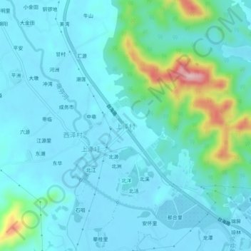 Topografische Karte 上泽村, Höhe, Relief