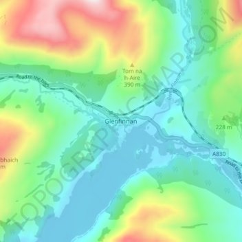 Topografische Karte Glenfinnan, Höhe, Relief