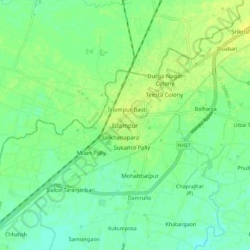 Topografische Karte Islampur, Höhe, Relief