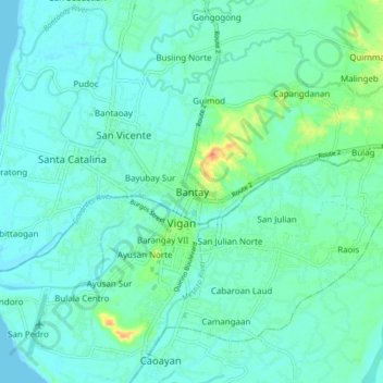 Topografische Karte Bantay, Höhe, Relief