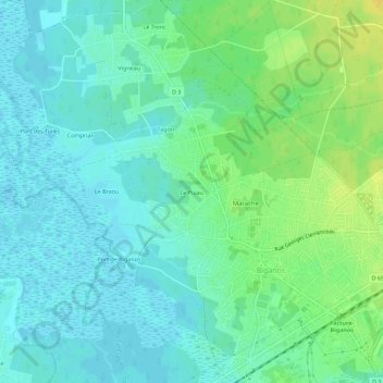Topografische Karte Le Pujau, Höhe, Relief