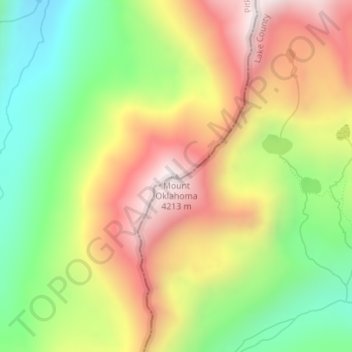 Topografische Karte Mount Oklahoma, Höhe, Relief