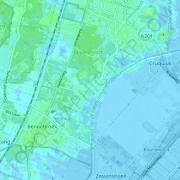 Topografische Karte De Glip, Höhe, Relief