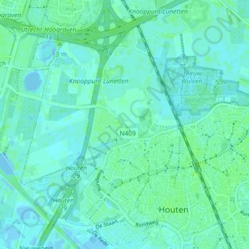 Topografische Karte Oud-Wulven, Höhe, Relief