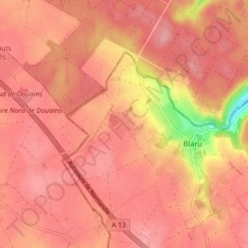 Topografische Karte Hameau de Maulu, Höhe, Relief