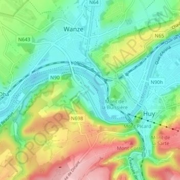Topografische Karte Ahin, Höhe, Relief