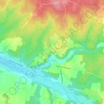 Topografische Karte La Grange, Höhe, Relief