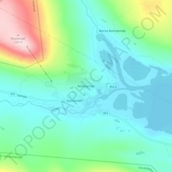 Topografische Karte Ammarnäs, Höhe, Relief