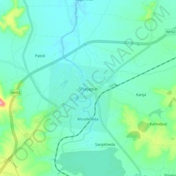 Topografische Karte Shajapur, Höhe, Relief