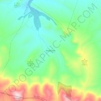 Topografische Karte Manzanares, Höhe, Relief