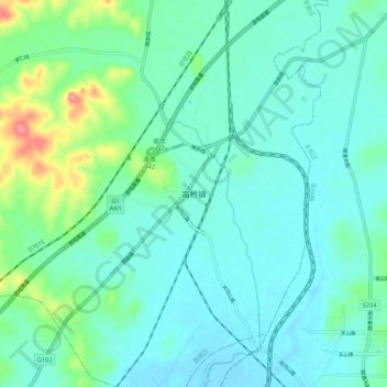 Topografische Karte 高桥镇, Höhe, Relief