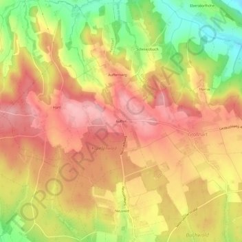 Topografische Karte Auffen, Höhe, Relief