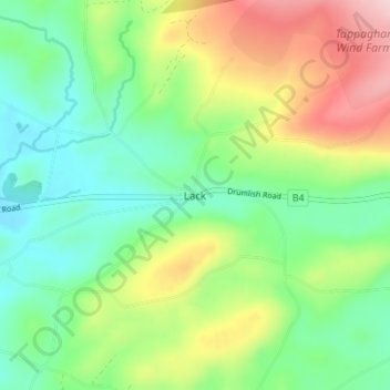 Topografische Karte Lack, Höhe, Relief