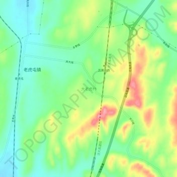 Topografische Karte 大老虎村, Höhe, Relief