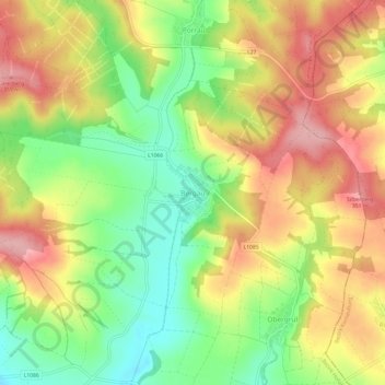 Topografische Karte Bergau, Höhe, Relief
