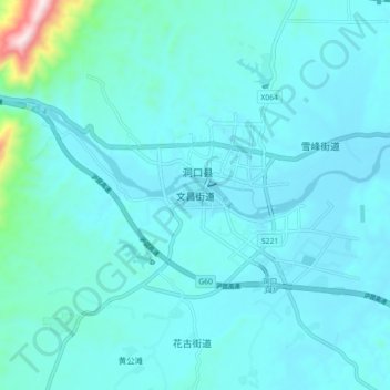 Topografische Karte 文昌街道, Höhe, Relief