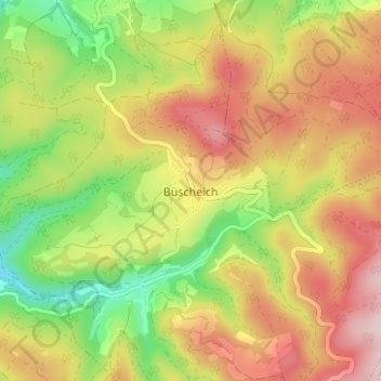 Topografische Karte Büscheich, Höhe, Relief