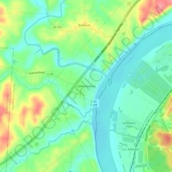 Topografische Karte Little Hocking, Höhe, Relief